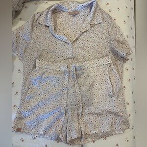 Barefoot Dreams Cream and Brown Floral Top